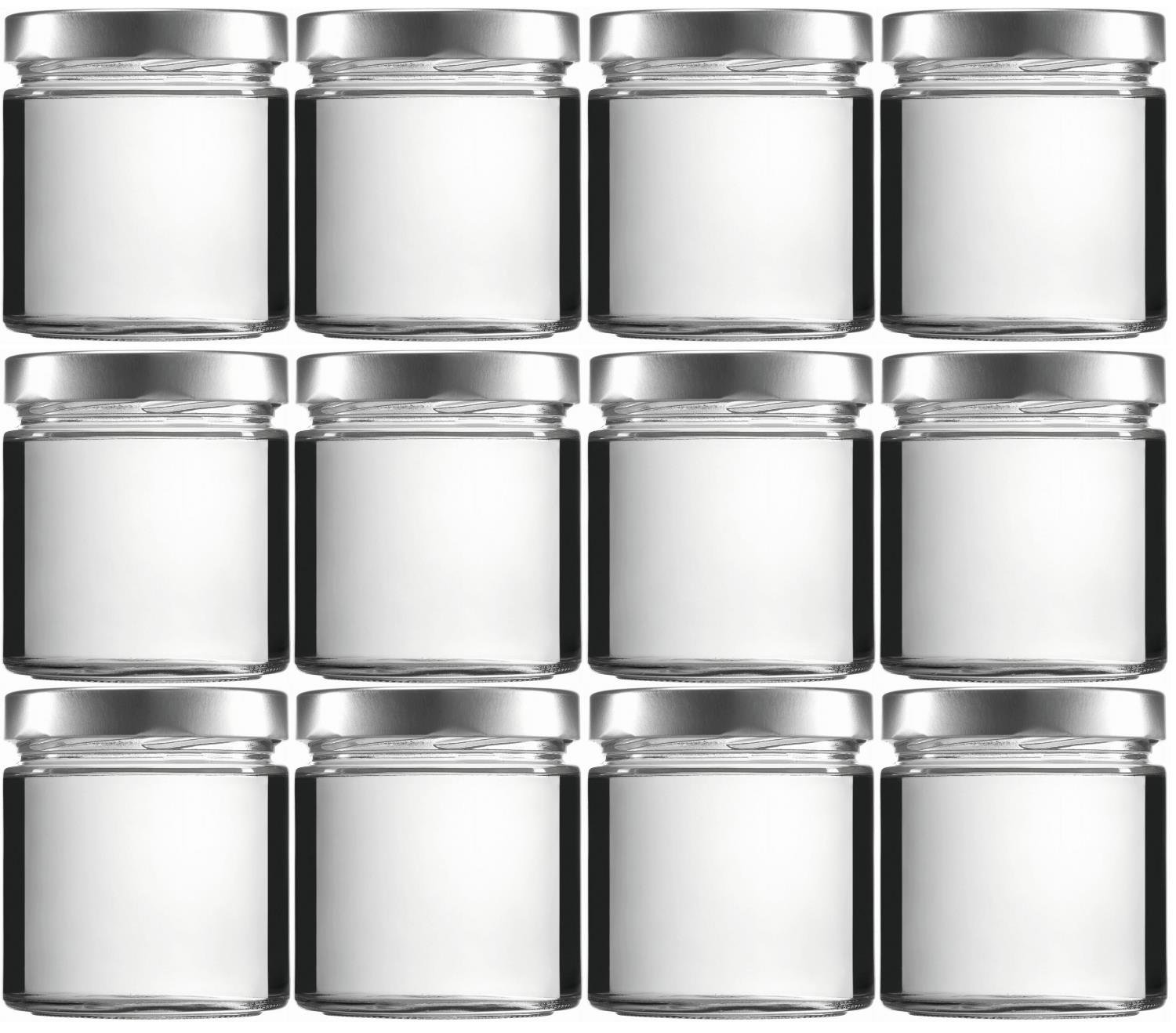 12 tarros de cristal de 400 ml con tapón de rosca, sin PVC, incluye embudo