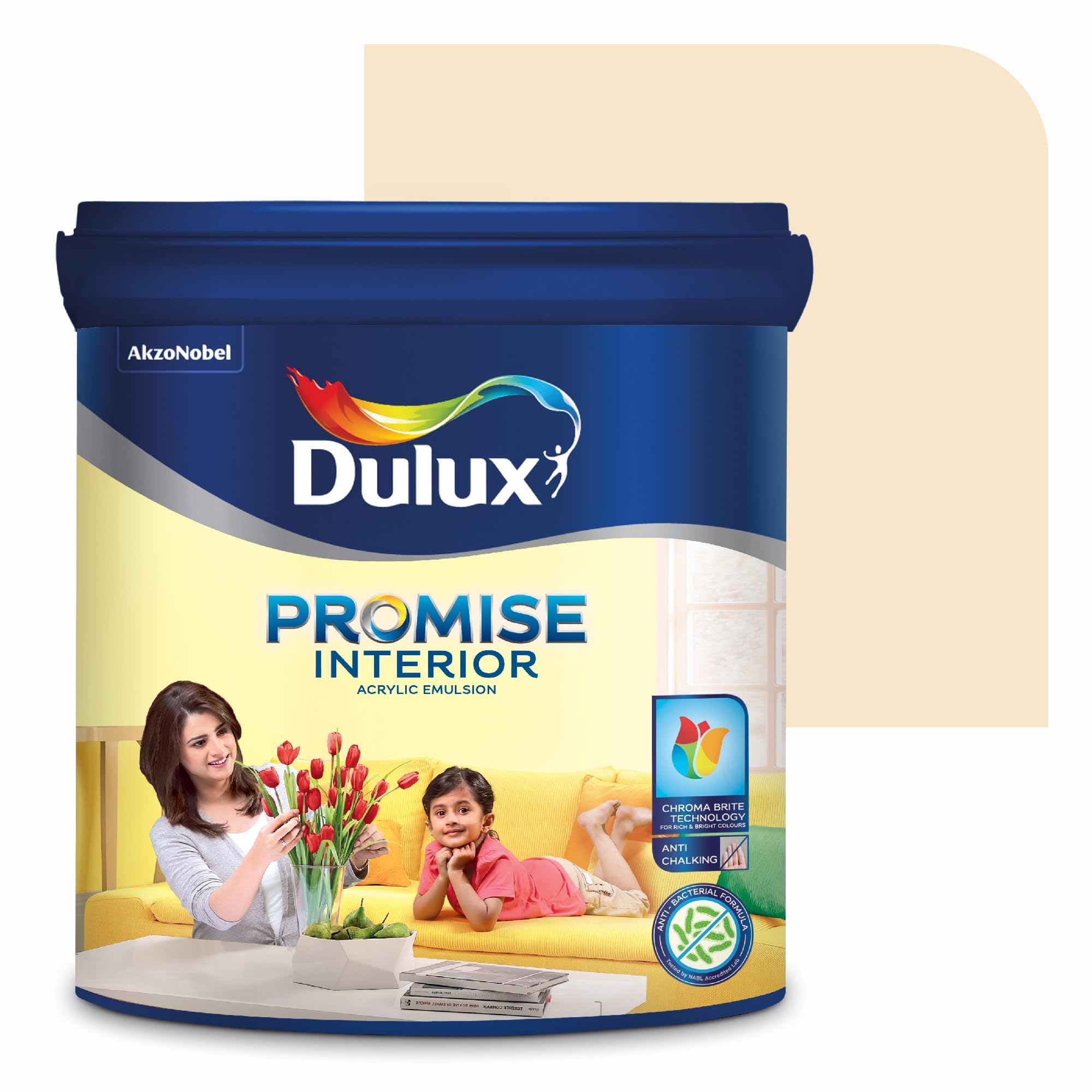 Dulux Promise Interior Emulsion Paint (1L, Coconut/Gentle Australia) | Wall paint|Chroma Brite Technology|Brighter long-lasting colors | Rich finish | Anti-chalk | Water-based | 3-year warranty
