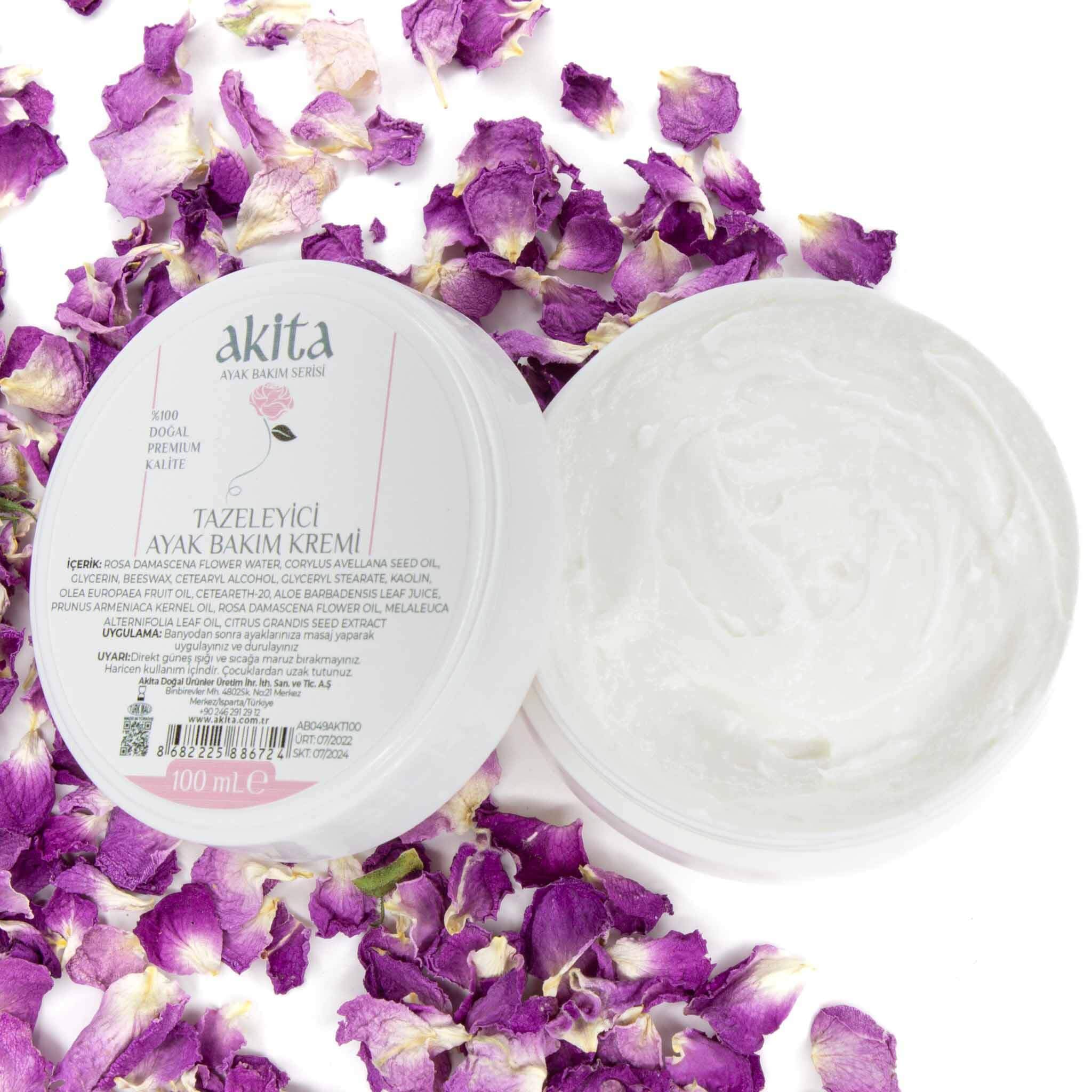 Akita% 100 Doğal Tazeleyici Ayak Kremi Gül 100mL