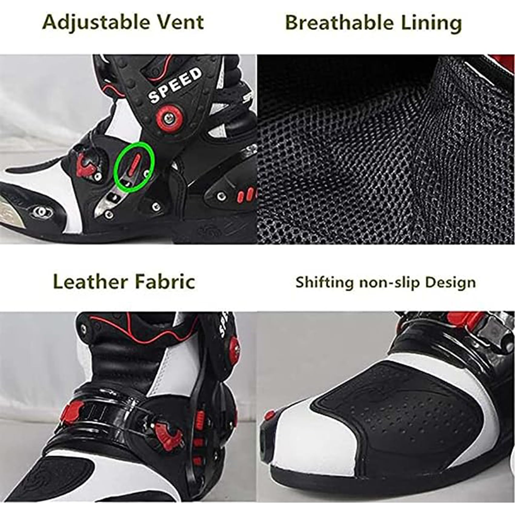 DJFOG Botines cortos de moto para hombre Zapatos de moto pesados de cuero de microfibra Botas de motocross impermeables