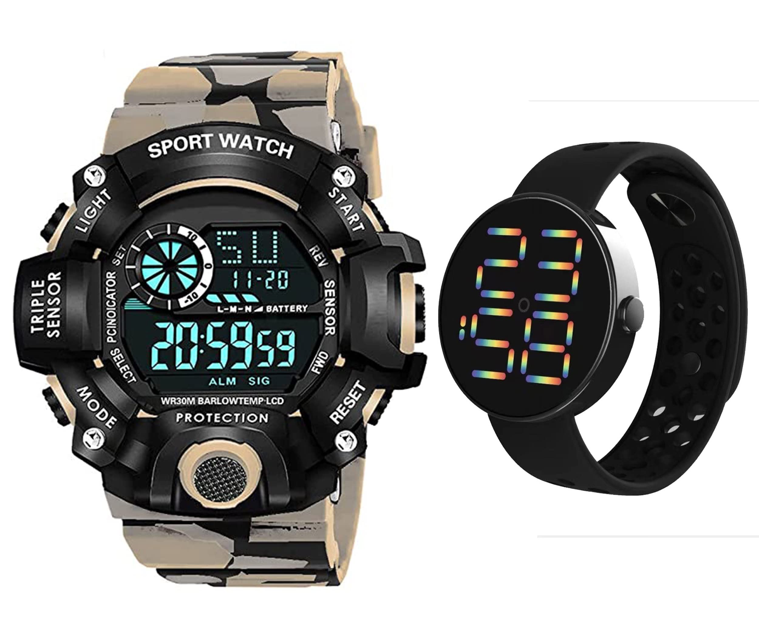 The Shopoholic Digital Watch with Round Led Multi-Functional Automatic Yellow Color Army Strap Waterproof Digital Sports Watch for Mens Kids Watch for Boys Watch for Men (B0BB6K5LSH) Amazon Price History, Amazon Price Tracker