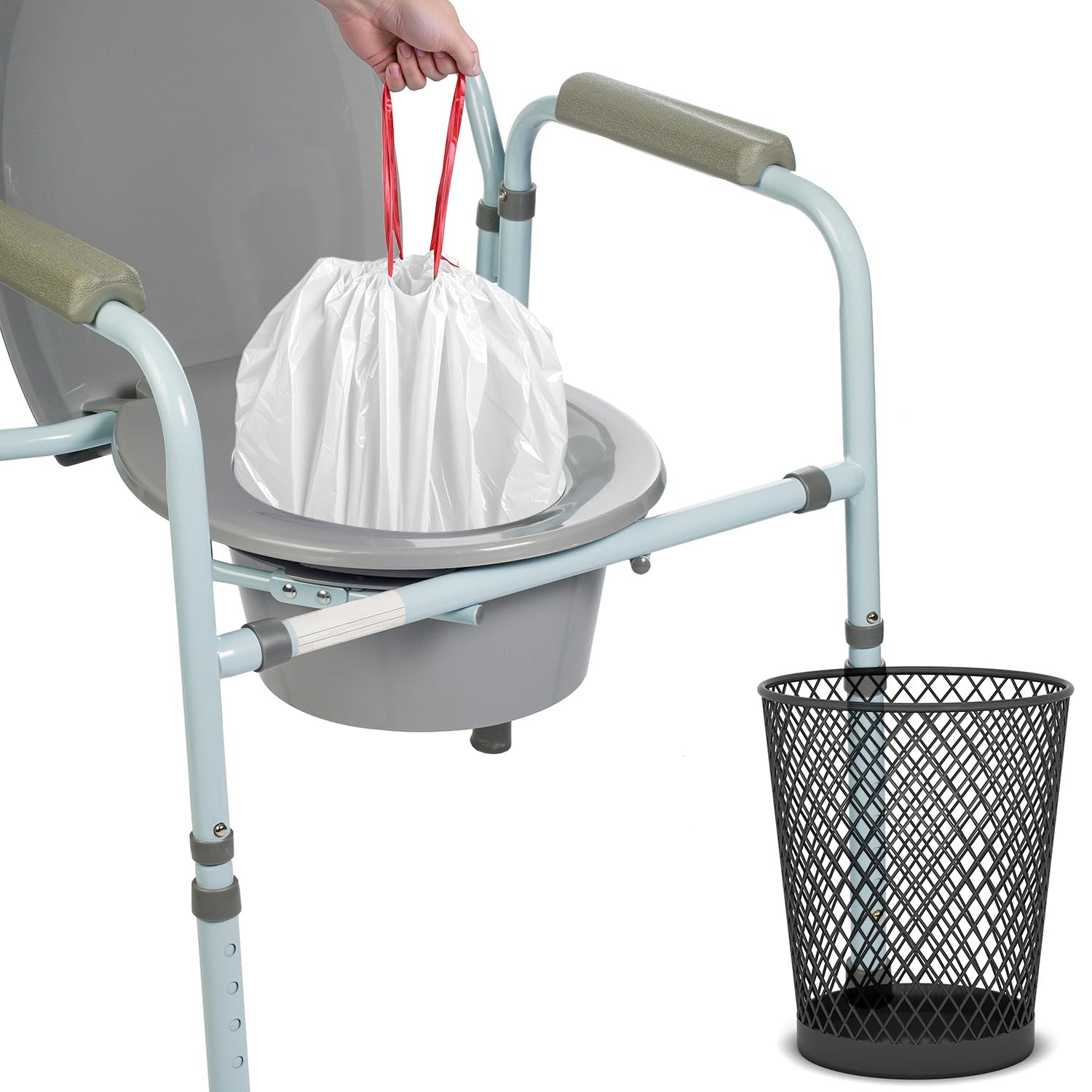 QWORK® 40 Toiletteneinlagen mit 40 Superabsorbierenden Einlagen - Einwegbezüge für Bettpfannen, tragbare Toiletten und Toilettenstühle