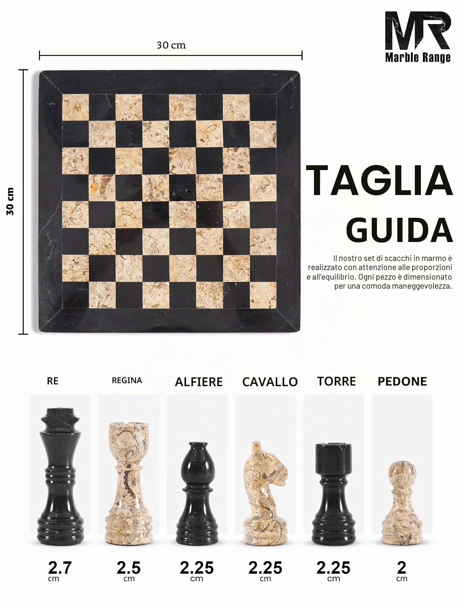 Set di scacchi in marmo per adulti, gioco da tavolo fatto a mano da 12 pollici con 32 pezzi degli scacchi, 2 regine extra e scatola portaoggetti, regalo per la casa (Black & Coral)