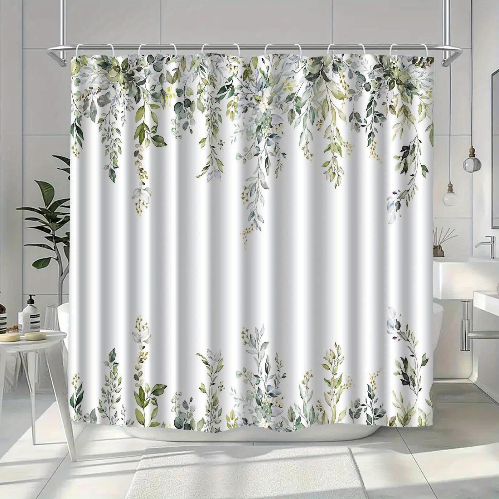 Uiyiui Multicolor-3 Modern Botanical Vine Leaf Shower Curtain 72X72in/182X182cm/Wxh Green Foliage Bathroom Window Panel Divider, Machine-Washable Fabric Bath Curtain For Home Spa Decor With Hooks