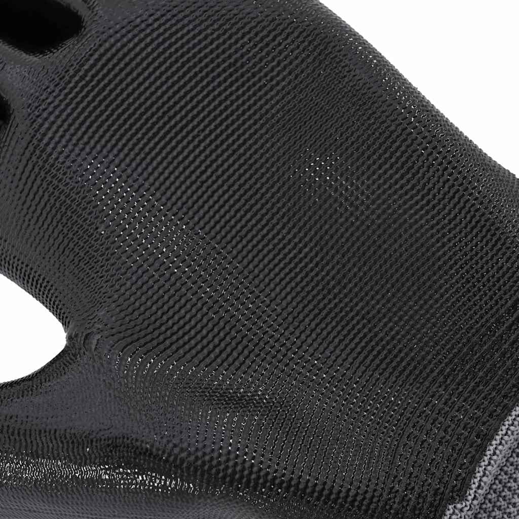 Guantes de trabajo 24 piezas gris negro talla 7 S de poliéster resistente con agarre antideslizante para jardín, construcción, taller y montaje, transpirables, resistentes al desgaste