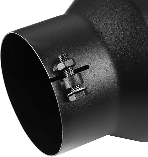 Miniatura 4 de A-KARCK Punta de escape de 5 pulgadas de entrada, entrada de 5 pulgadas, salida de 7 pulgadas, 15 pulgadas de largo, acabado recubierto negro, punta