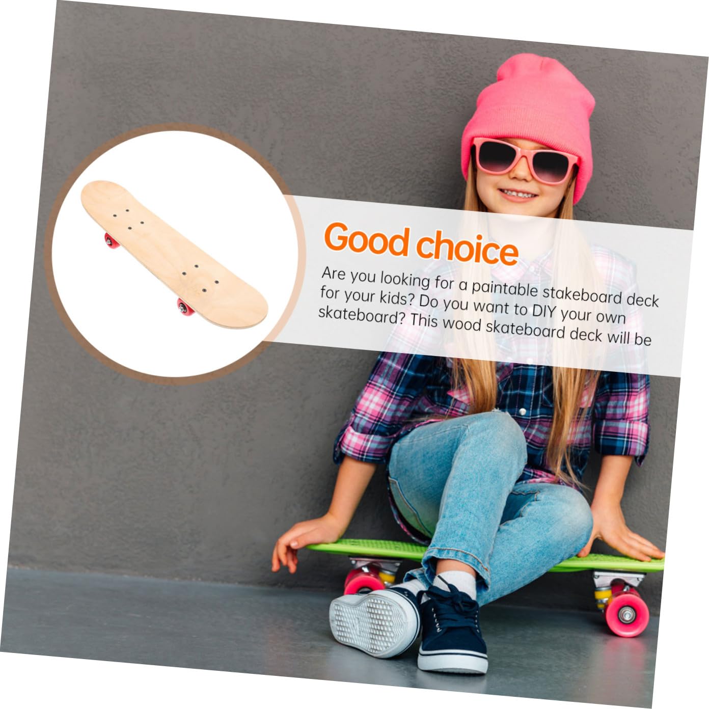 Hemobllo Planche de Skateboard Graffiti DIY en Bois Marron, Deck à Peindre | Format Garçon et Filles et Adulte, Design Vierge Facile à Colorer, Idée Présent de Noël