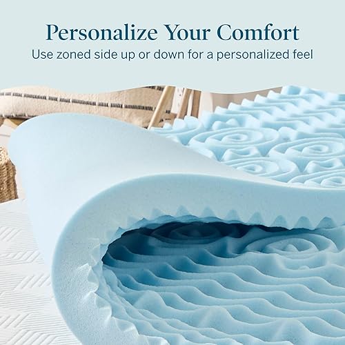 Miniatura 4 de LUCID 3 Inch Gel Memory Foam Mattress Topper, Twin XL size – 5 Zones – Cooling Gel Infusion – CertiPur Certified Foam