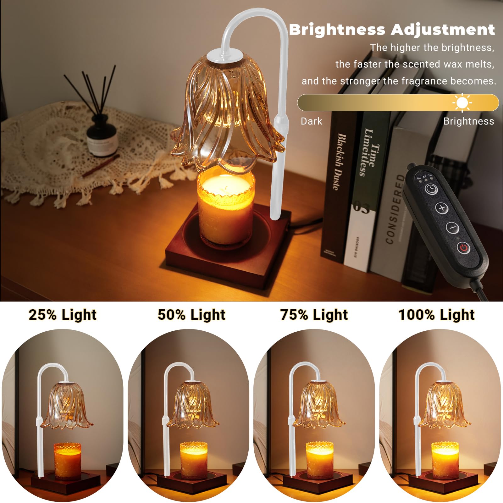 GODONLIF Lampada Riscaldante per Candele, Riscaldatore per Candele Dimmerabile, Altezza Regolabile, Riscaldatore per Cera per Decorazione della Casa in Camera da Letto e Soggiorno con 2 Lampadine
