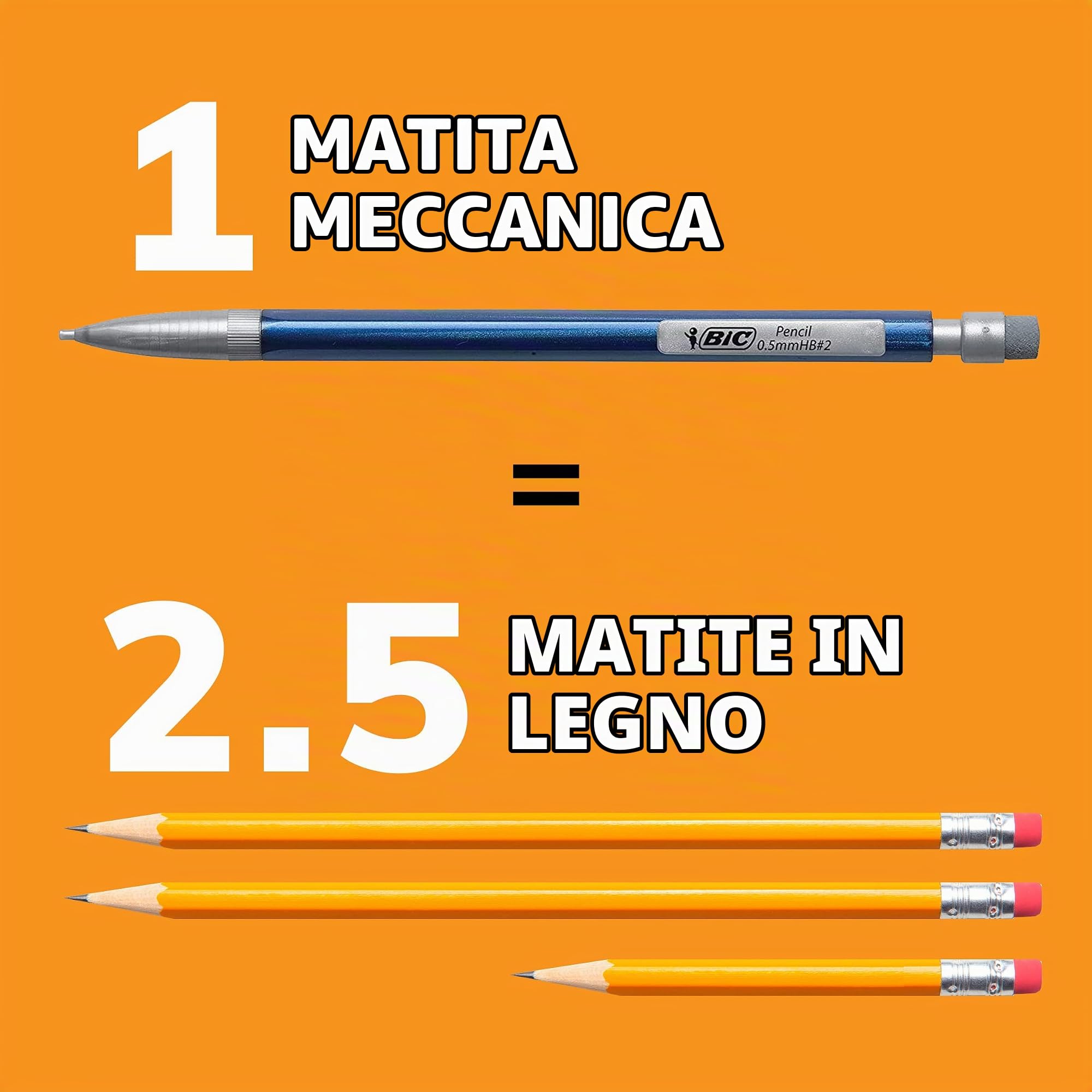 BIC Xtra-Precision - Matite meccaniche con gomme da cancellare, punta fine (0,5 mm), confezione da 144 punti, set di matite da disegno meccaniche