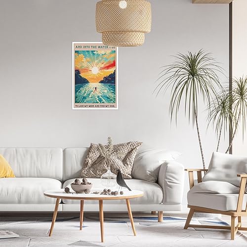 Miniatura 6 de Lienzo abstracto vintage con diseño de océano en el agua, I Go To Lose My Mind And Find My Soul Posters Sunrise Sunset Landscape Prints Pintura para