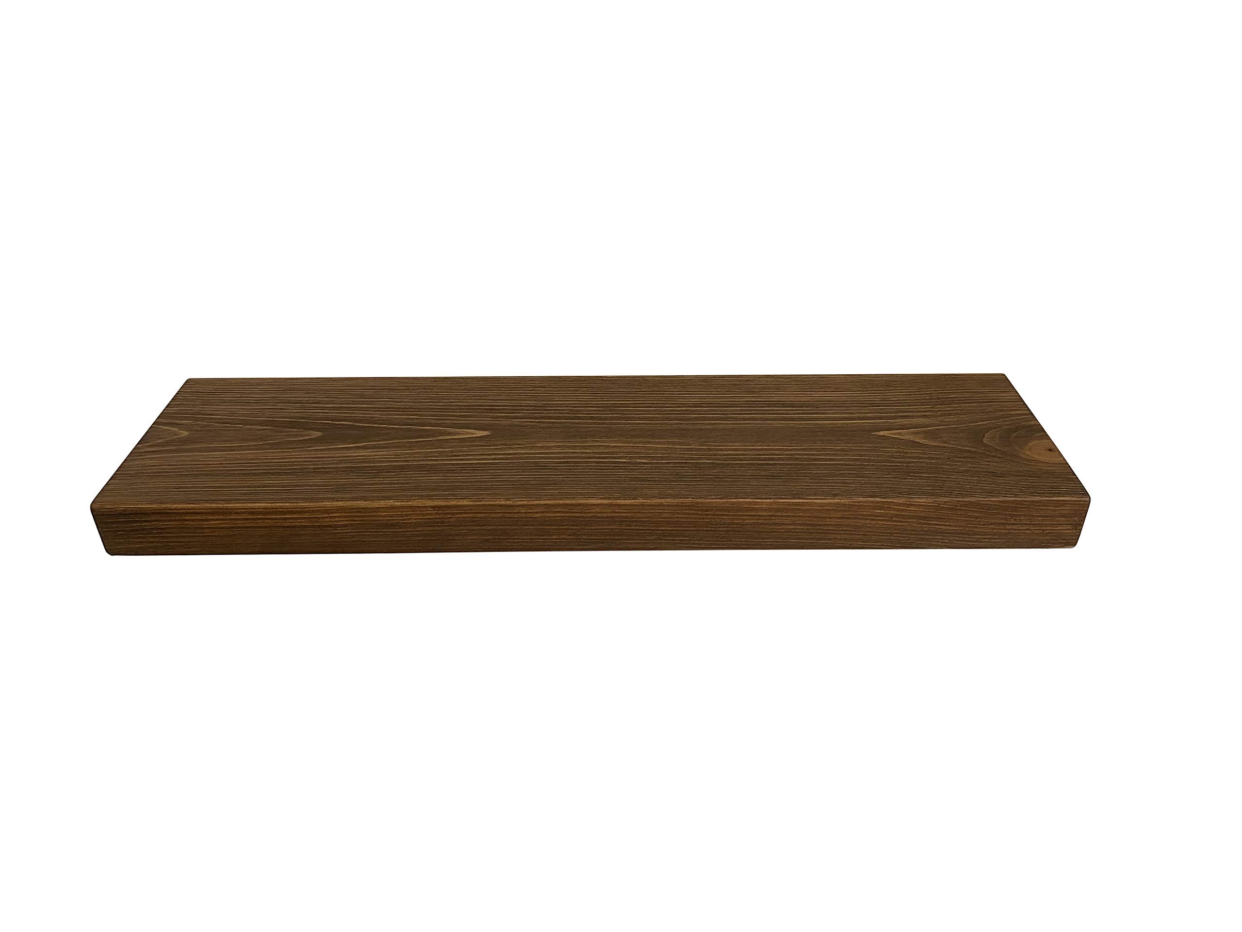 Joel's Antiques | 24 Inch Floating Shelves for Wall | Made of Natural Wood | Easy Install | Heavy Duty Rustic Book Shelves | Perfect for Bathroom, Kitchen, Living Room | Medium Brown 24x8x2 Inches