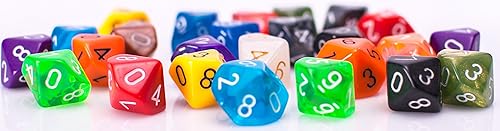 Miniatura 3 de Paquete surtido de 25 dados de 10 lados, surtido multicolor de dados poliédricos D10