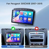 Podofo 9" Érintőképernyős DAB+ Autórádió Peugeot 308/408 (2007-2015) - 2G+64G Vezeték Nélküli CarPlay, Android, GPS, WiFi, Kormányvezérlés,  3