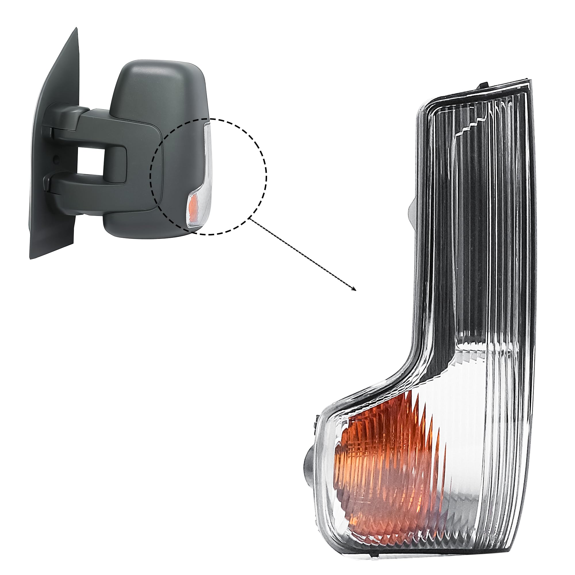 LONGLING Indicatore di direzione sinistro lato conducente, specchietto retrovisore esterno, indicatore di direzione laterale, compatibile con IVECO Daily 2014-2025