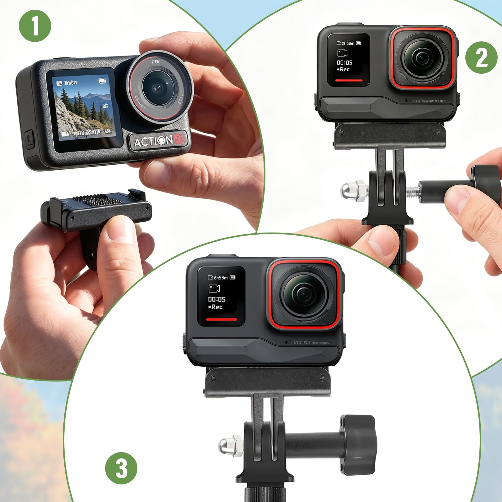 DJI Uchwyt magnetyczny dla Osmo360/Action5Pro/4/3, 2 sztuki | Szybkie zapięcie, do kamer akcji, nadaje się do statywów, nadaje się do kijków do selfie