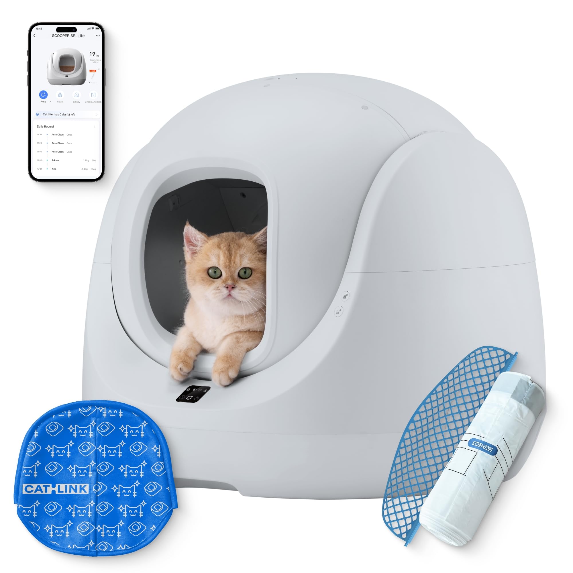 CATLINK Self Cleaning Litter Box, Pinch-free Safety Protection Automatic  Litter Box for Fat Cats, Kitten, Senior, Short-legged and Disabled Cat