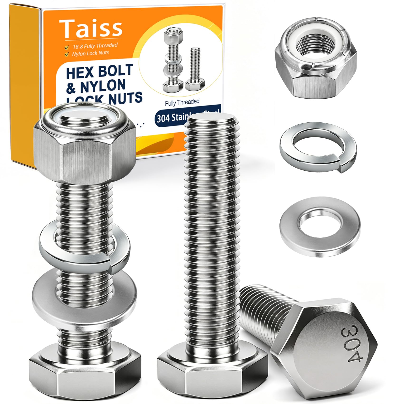 Taiss 760PCS 304 Stainless Steel Hex Bolts Kit,1/4-20 5/16-18 3/8-16 1/2-13 — Amazon image 24