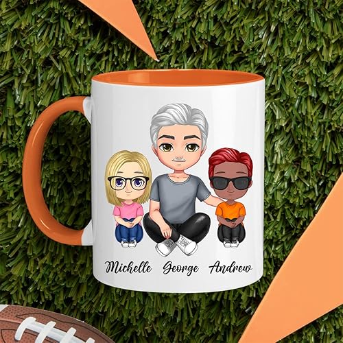 Miniatura 3 de Taza de café del día del padre para papá de hija e hijo. Taza del mundo con el mejor papá del mundo. Taza divertida con nombre personalizado,