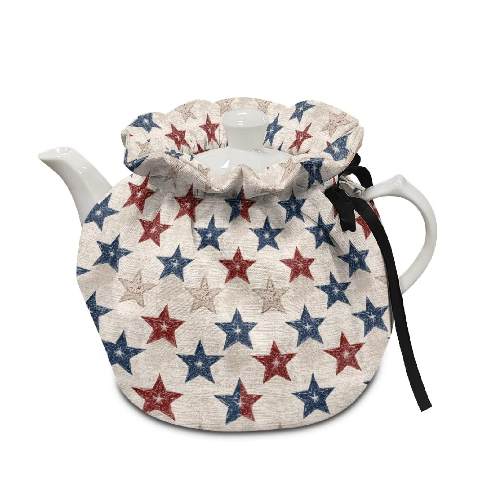 Xoenoiee American Patriotic Stars Pattern Tea Cozy Tea Pot Cover Insulation Tea Cosy Teapot Dust Cover Teapot Warmer for Home Kitchen Teapot Covers