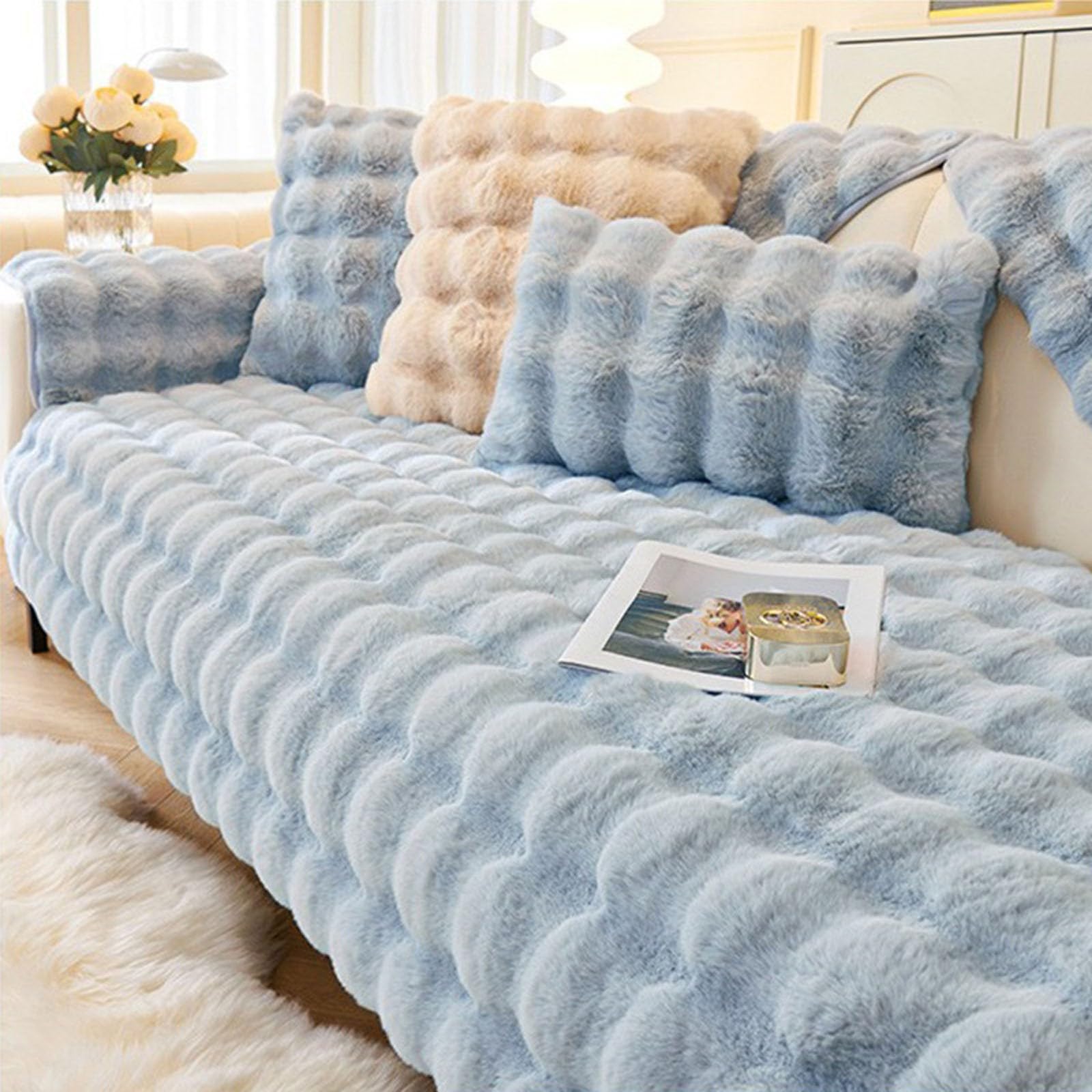 Couch Covers,Sofa Covers 3/2/1/4 Seater Sofa Cushion Covers Washable Furniture Protector(Blue,90x180cm)