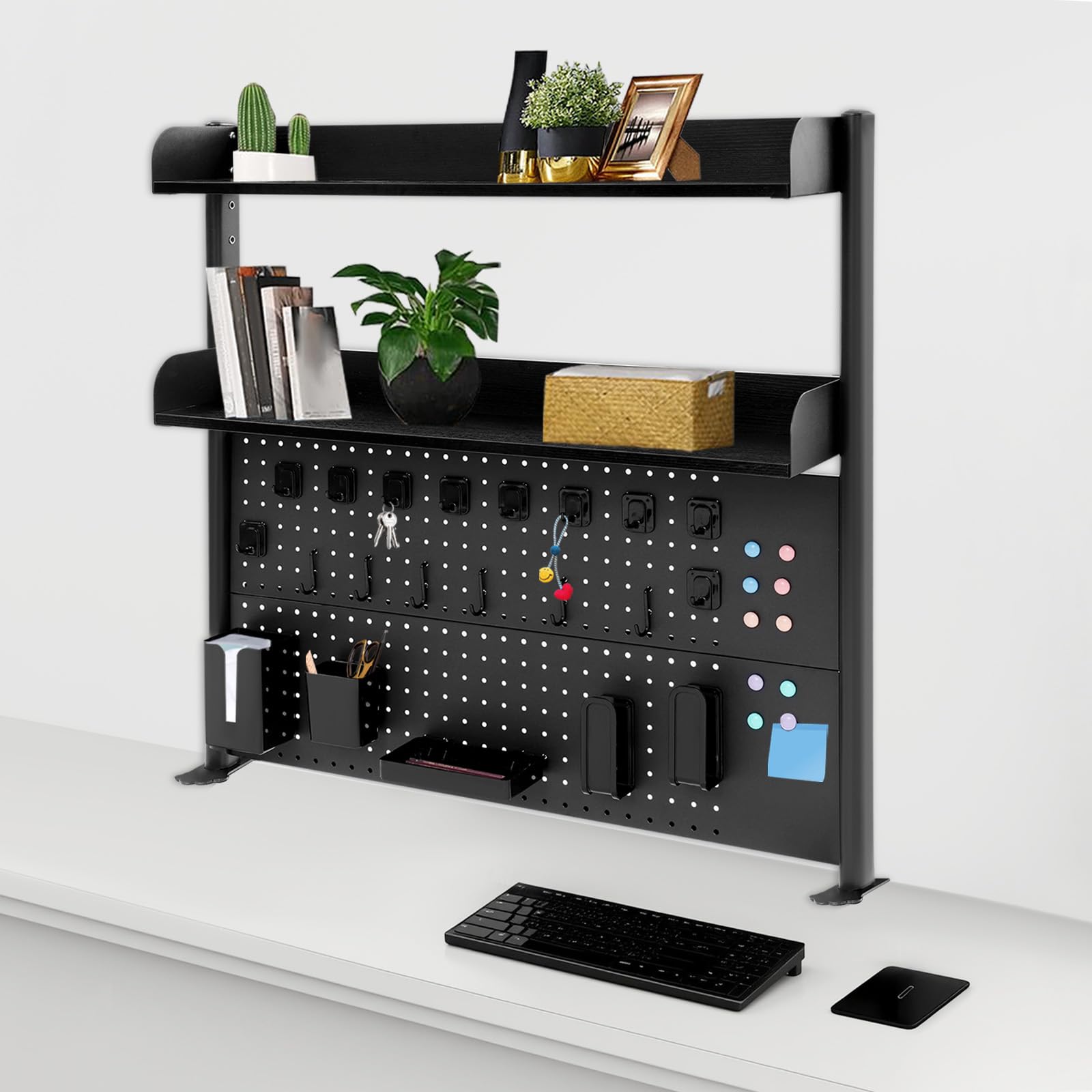 Étagère de bureau en métal à 2 niveaux avec paroi arrière
