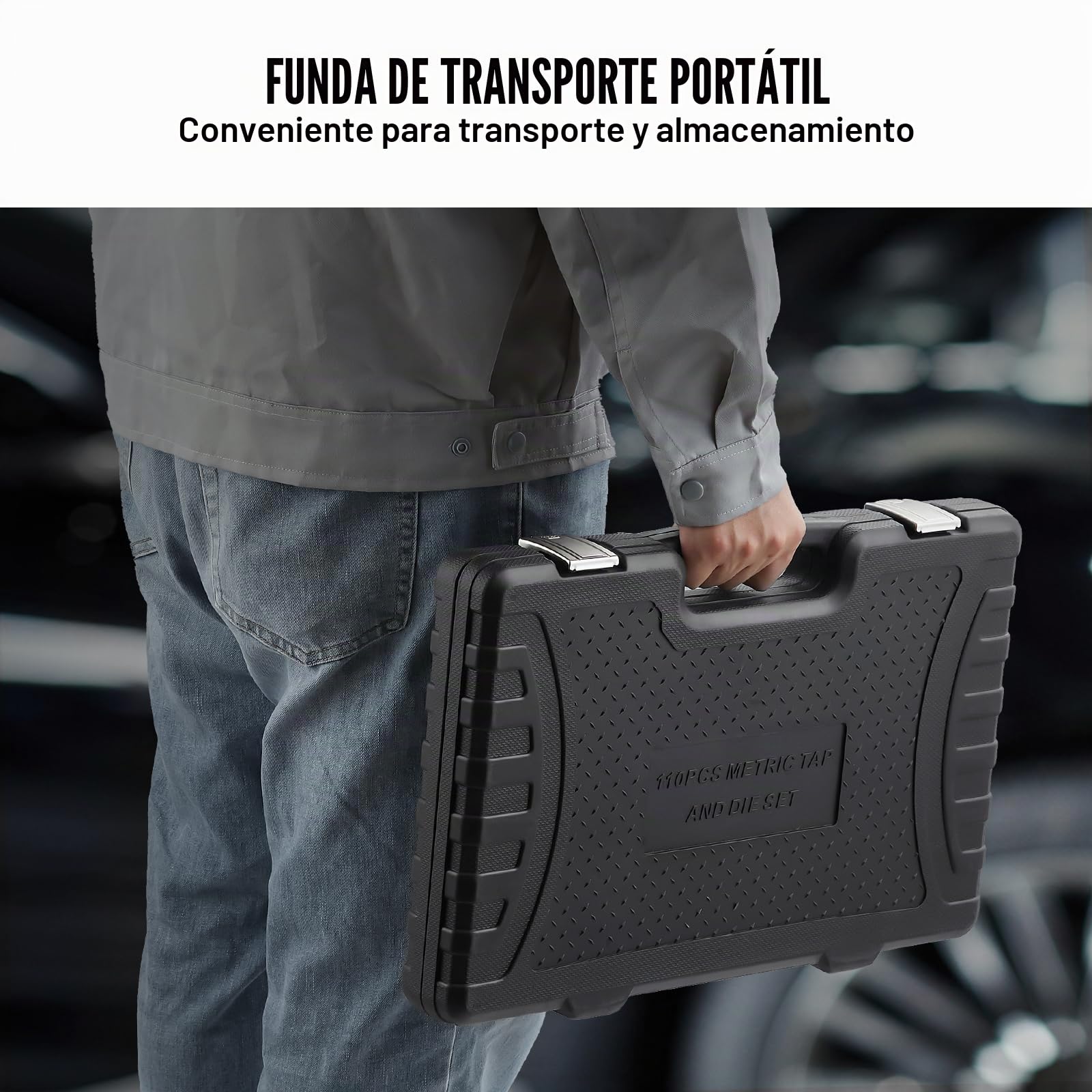 VEVOR Juego de Machos y Terrajas 110 Piezas Tamaño Métrico de M2 a M18 Kit de Machos y Troqueles con Maletín de Transporte Portátil Herramientas para Construcción Reparación de Automóvil Fontanería