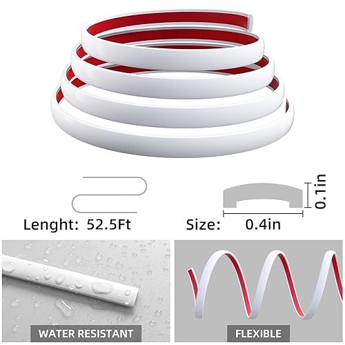 Miniatura 2 de Moldura flexible de 52.5 pies para despegar y pegar, moldura de vinilo autoadhesivo para azulejos de pared, bordes, encimeras, protector contra
