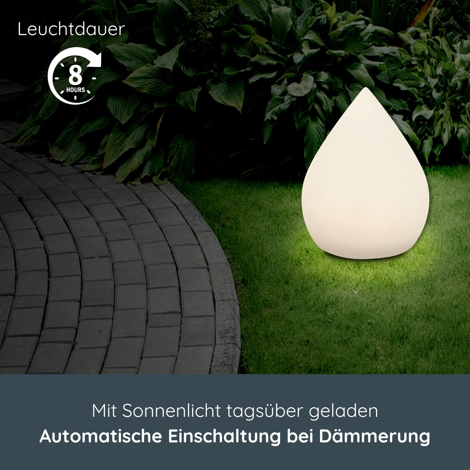 MeLiTec Solarlampe Bodenbeleuchtung Außen Innen USB Farbwechsel Durchmesser 30 cm Höhe 39 cm Kunststoff Tropfen