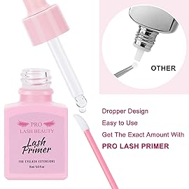 Lash Primer for Eyelash Extensions, 15ML Eyelash Primer, Lash Extension Primer Pre-Treatment Protein Clean Natural Lashes Increase Glue Bonding Retention Special Dropper (Clear, 15ml)