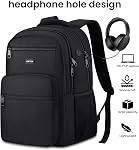 Sac à dos pour ordinateur portable pour hommes et femmes, sac à dos noir, sac à dos scolaire pour garçons et filles, sac à dos, sac de travail, convient aux ordinateurs portables de 15,6 po et aux cahiers
