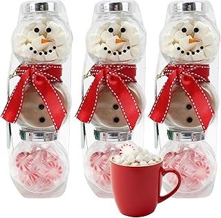 Snowman Jar Cocoa Set, 3-Pack, Gourmet Cocoa Powder, Marshmallows & Pepp...