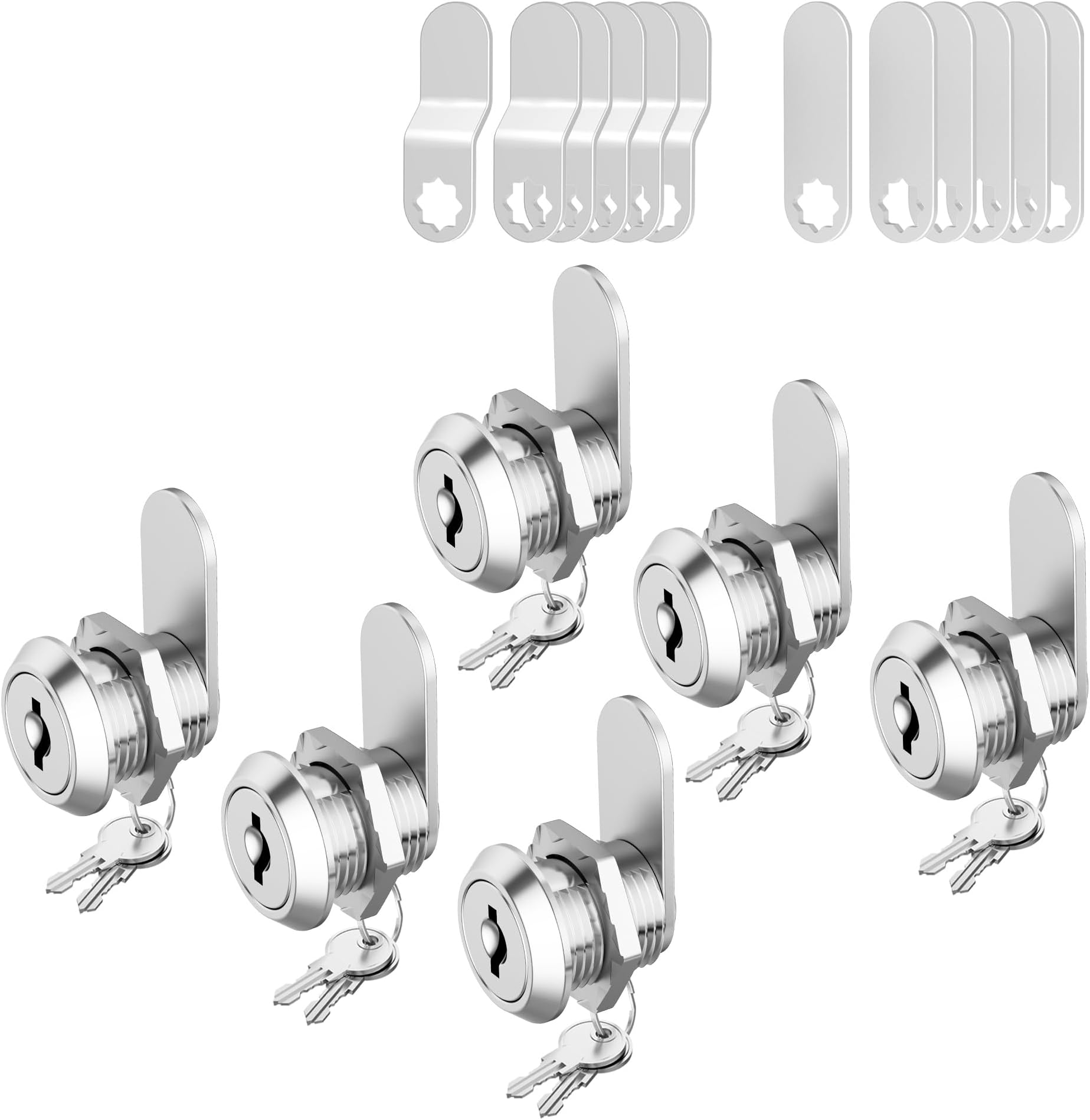 6 Pcs Cabinet Locks with Keys, 5/8" Cam Locks keyed Alike, RV Lock for Storage Compartment Door Cabinets Drawer Toolbox Lock, Zinc Alloy