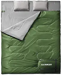CANWAY Saco de dormir duplo, sacos de dormir para 2 pessoas para adultos, saco de dormir tamanho queen com 2 travesseiros para acampamento, mochila leve, impermeável, GG e 2GG