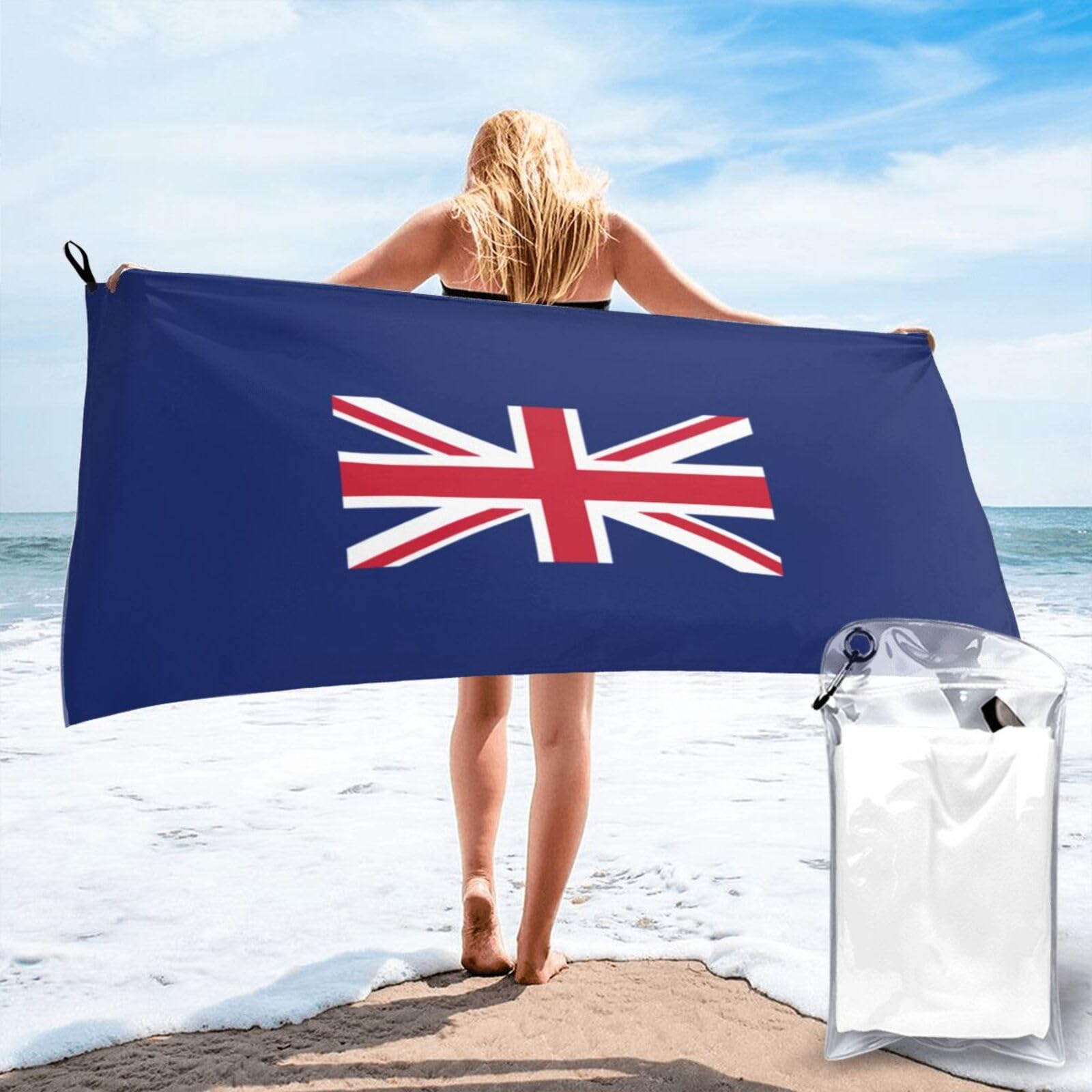 JBJGKHLP British Flag Print Quick Dry Portable Towel For Beach Camping Hiking Yoga Fitness Outdoor Adventures