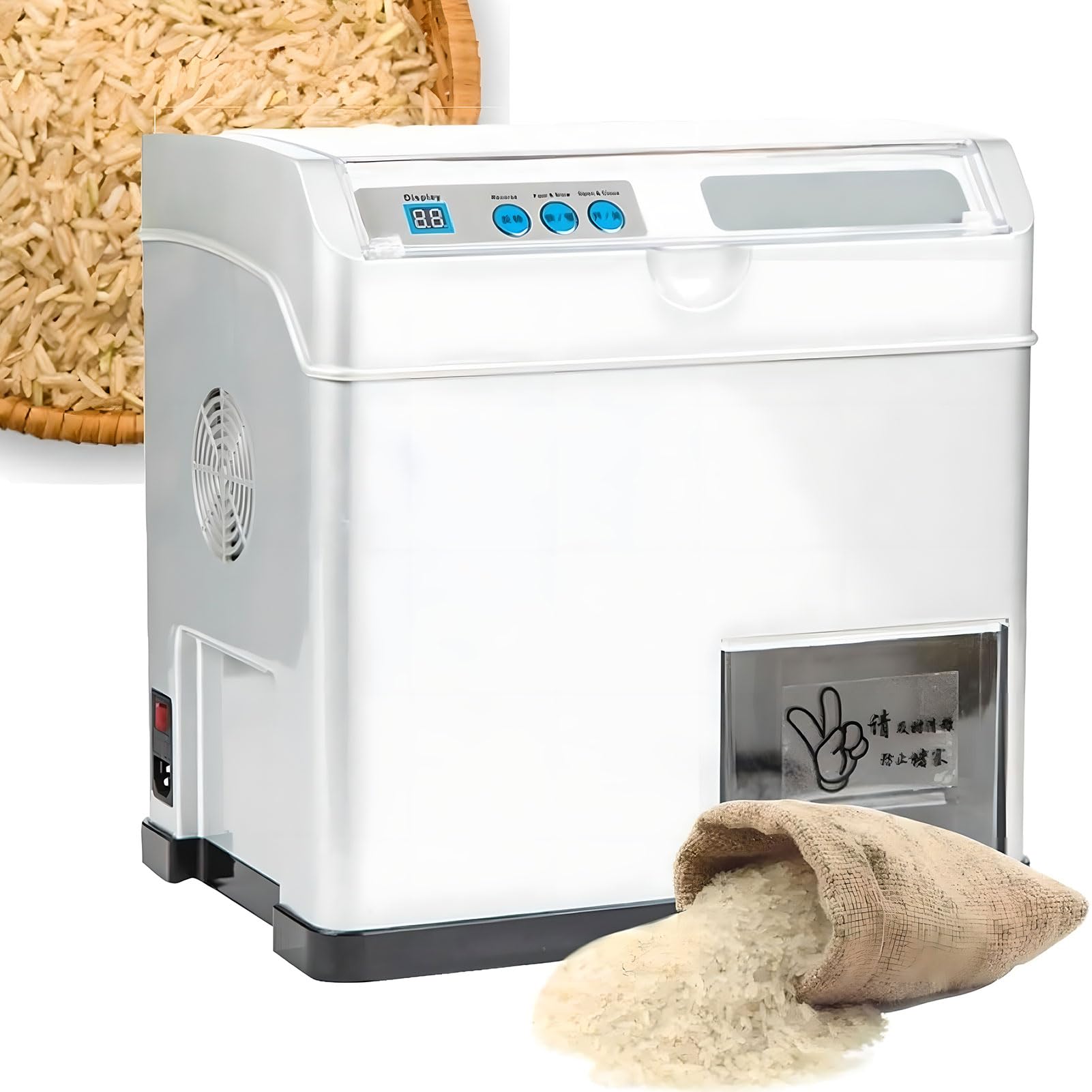 Separatore automatico di crusca di riso, 30 kg/h, 500 W elettrico sbucciatore con scatola estraibile e regolazione doppia velocità per cereali domestici