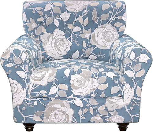 Miniatura 64 de Fundas elásticas para sofá, Fundas de sofá con estampado floral, 2 piezas de funda para sillón con funda de sección separada, Funda lavable para