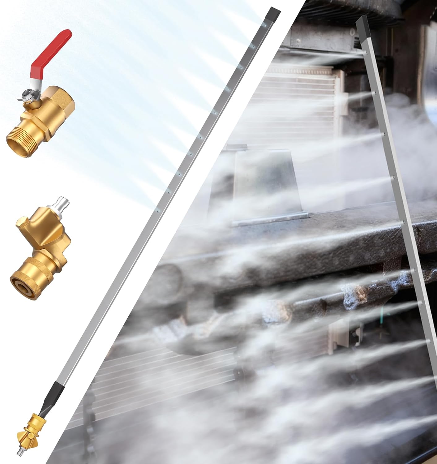 39" Radiator Cleaning Wand, 4500 PSI High Pressure Power Washer Tool, Stainless Steel Radiator Flusher with 180° Swivel Nozzle, Clears Debris Fast, for Car, Truck & Heavy Equipment