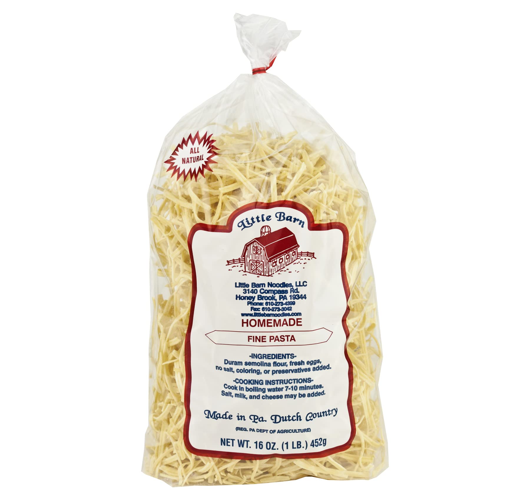 AmishTastesLittle Barn Fine Pasta, Homemade in PA Dutch Country, 16 Oz. (Pack of 2)