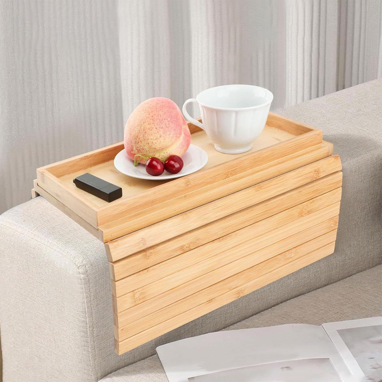 Bandeja antideslizante universal para reposabrazos de sofá, para bebidas, café, teléfono, control remoto, accesorio reclinable para sala de estar, dormitorio, apartamento o habitación