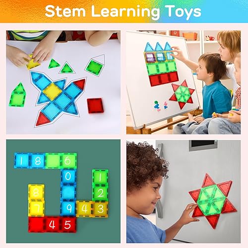 Miniatura 3 de TOY Life Azulejos magnéticos para niños pequeños de 3 a 5 años, 62 piezas de bloques magnéticos para niños de 4 a 8 años, bloques magnéticos,