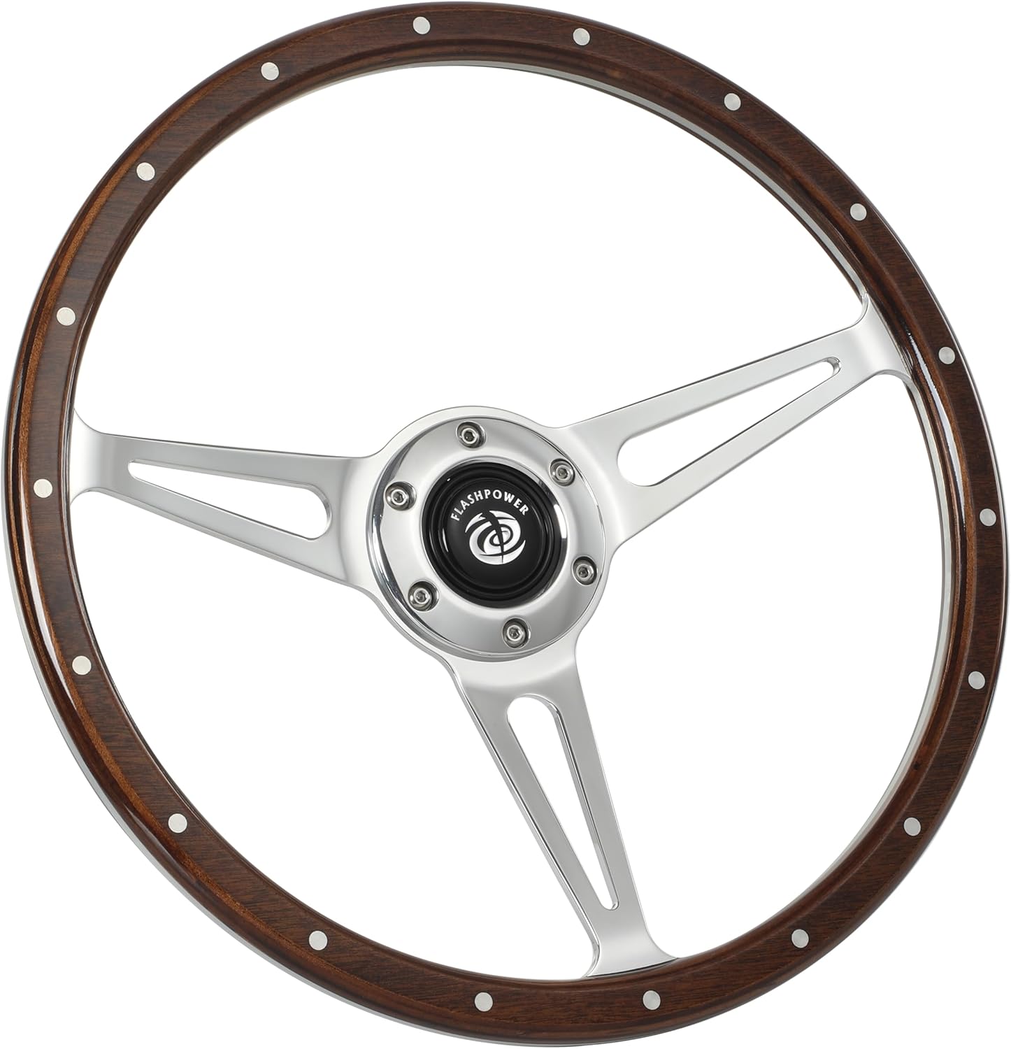 Flashpower 14'' Classic Wood Steering Wheel Riveted with Horn Button restoration
