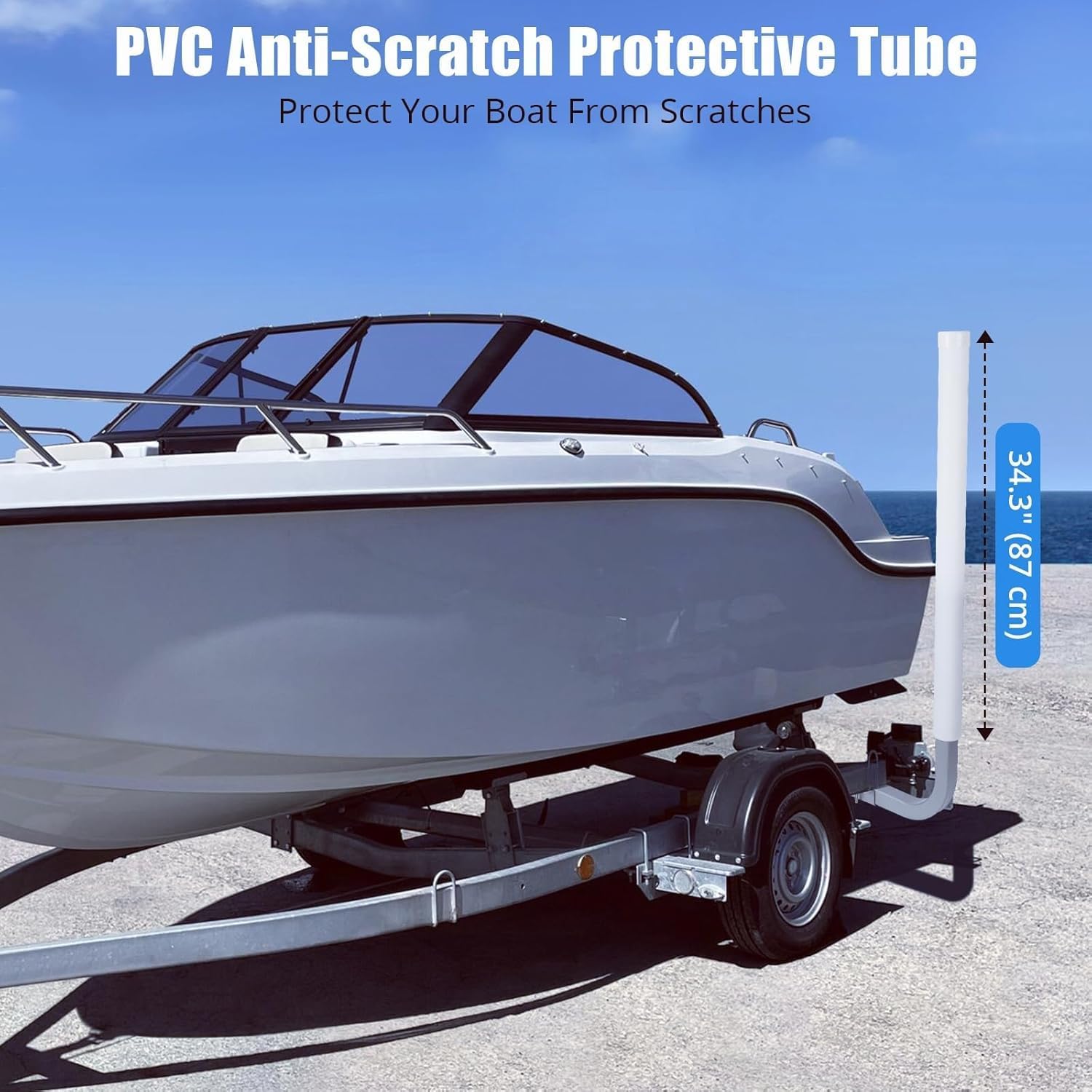 2PCS Boat Trailer Guide, 40" Adjustable Design Trailer Guide Poles, Rustproof Galvanized Steel Trailer Guide, Trailer Guides with PVC Pipes