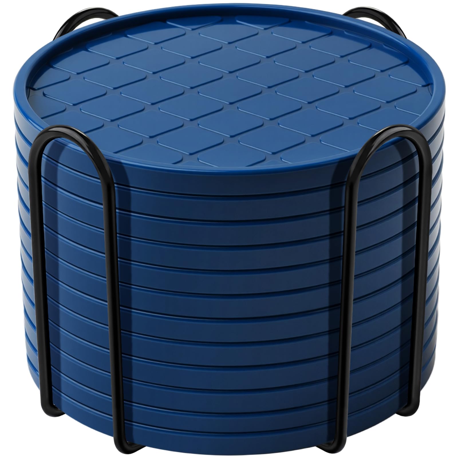 Coasters,Drink Coasters Set of 8 with Holder (Navy Blue, 12pcs)