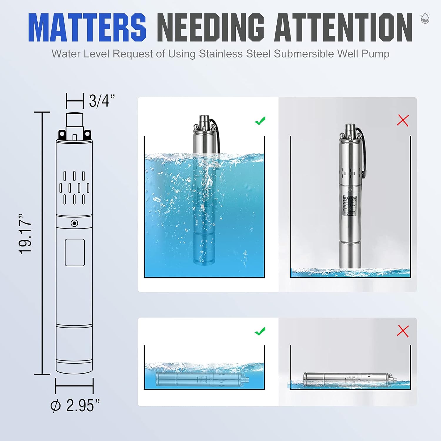 Pump water level requirements