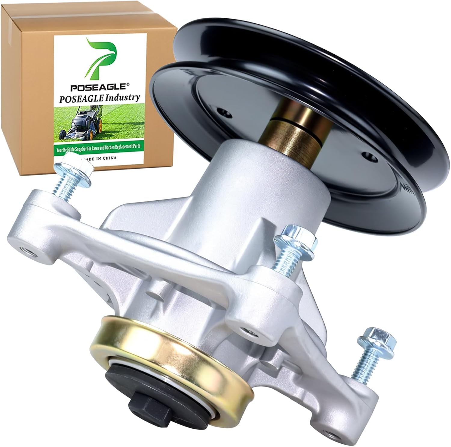 604214 Spindle Assembly with 603988 Pulley Replaces 52 Hustler Raptor Spindle, Hustler Raptor 52 inch Spindle, Hustler Raptor 52 Spindle for Hustler Raptor 52" Lawn Decks