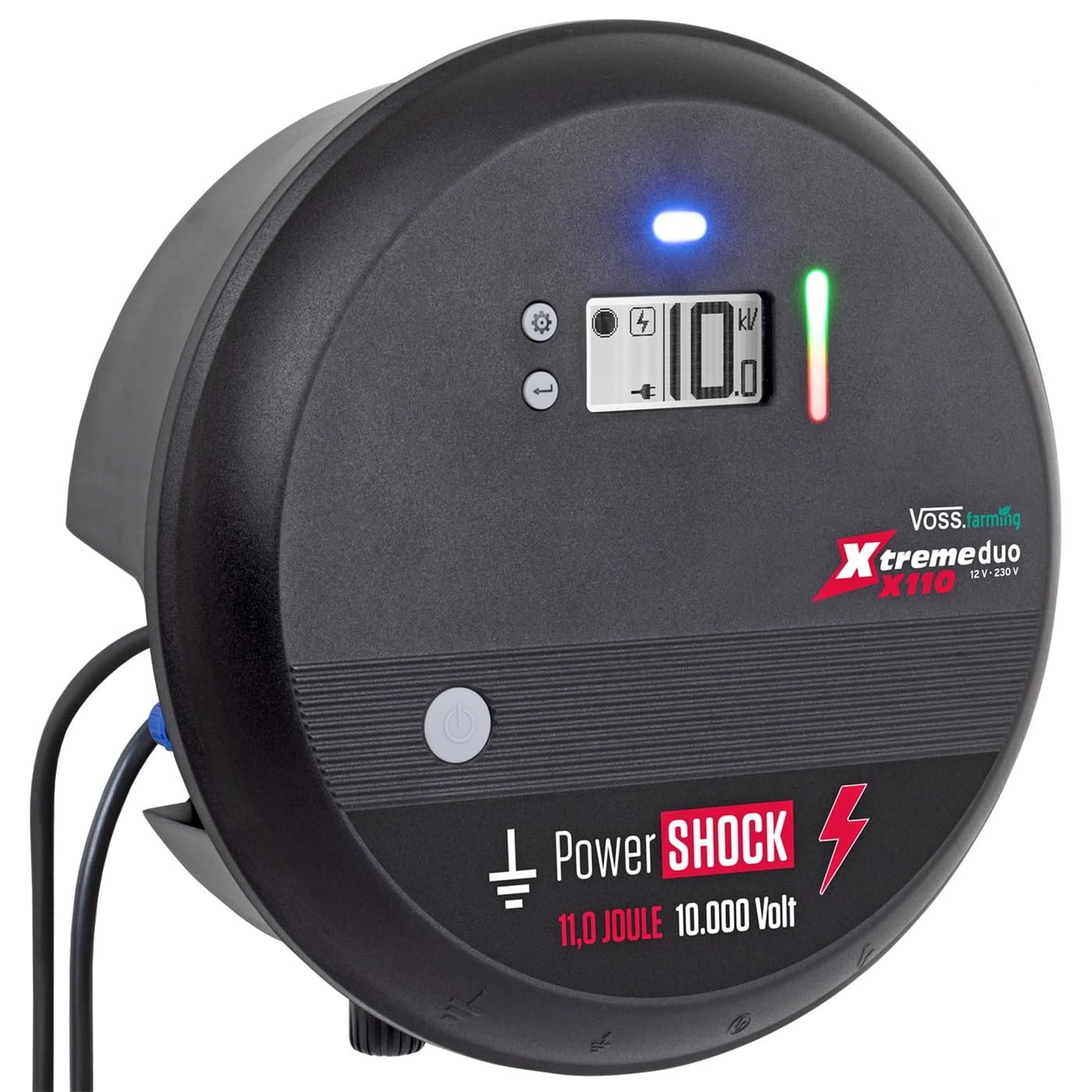 VOSS.farming 12V-230V Weidezaungerät Xtreme X110 10.000 Volt, 11 Joule, Profi-Weidezaungerät, Ultra stark, Galloway Rind, Geflügel, Hirsch, Pferd