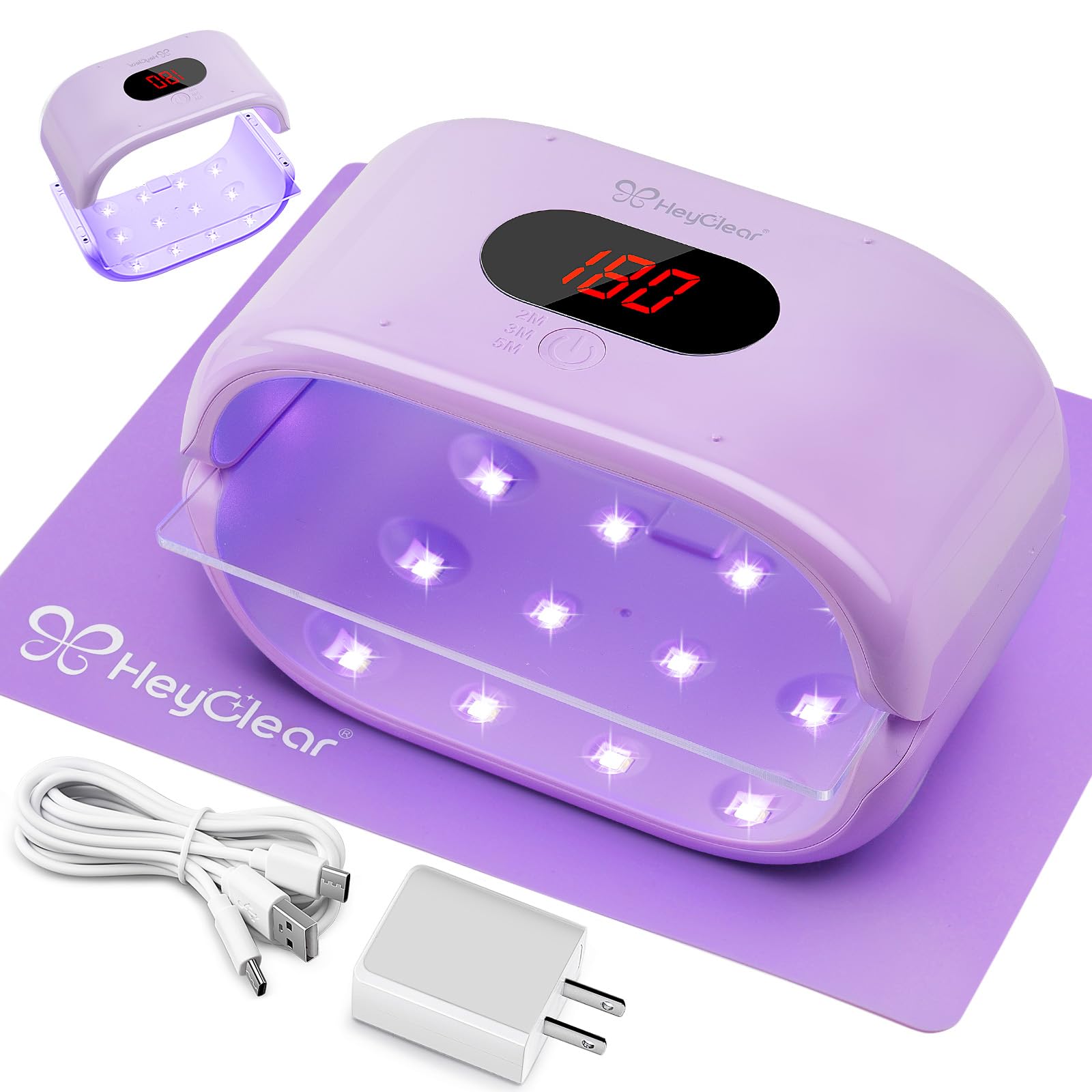 HeyClear UV Light for Resin, Purple Large Double-Sided UV Lamp | Detachable, Fast Curing with 360° Coverage for Resin Molds, DIY Crafts & Decor