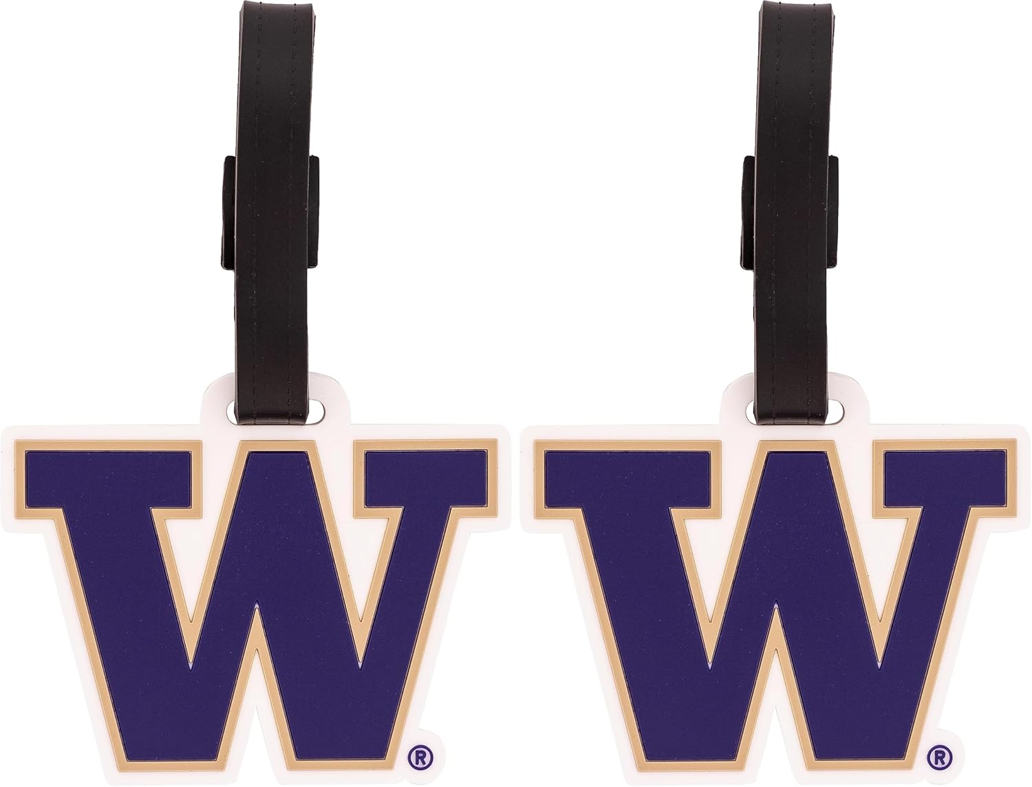 Desert Cactus University of Washington Luggage Tag UW Huskies Durable PVC Travel ID Label for Bags and Backpacks (Design A) (Pack of 2)