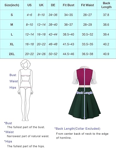 Miniatura 7 de JASAMBAC - Disfraz de Dirndl alemán para mujer, 3 piezas para Oktoberfest Carnaval
